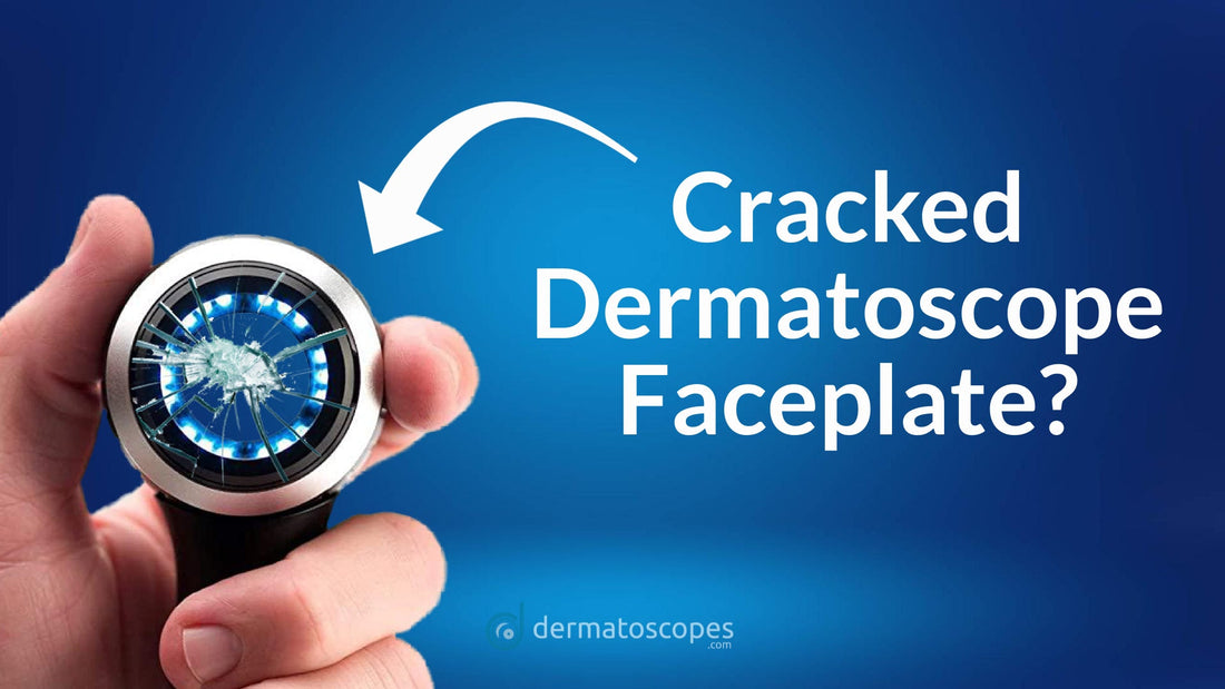 How to remove a cracked faceplate on Dermlite dermatoscopes.