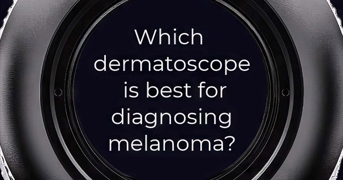 Dermlite DL5 showing the question, "Which dermatoscope is best for diagnosing melanoma?"
